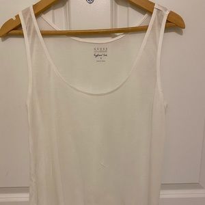 ‘Guess' White Semi Shear Boyfriend Tank